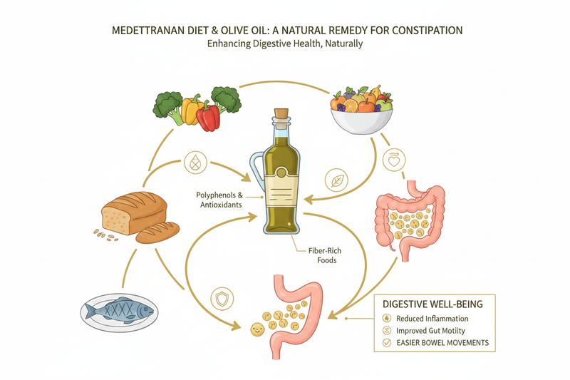 New Study Finds Mediterranean Diet, Rich in Olive Oil, Reduces Risk of Chronic Constipation
