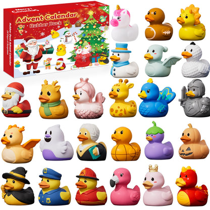 24-Piece Holiday Rubber Duck Advent Calendar with Festive Costumes for Kids Ages 3-8