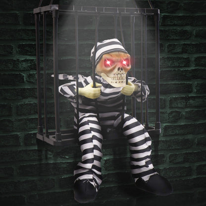 Motion Activated Skull Prisoner Prop with Red LED Eyes and Scream Sound