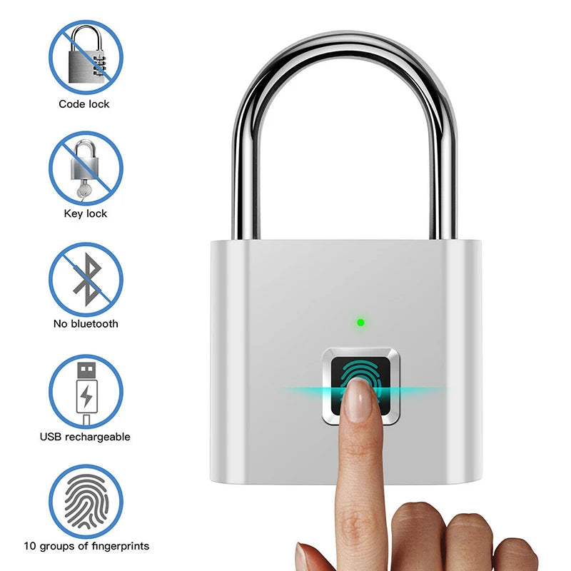 Smart Fingerprint Padlock with App Tracking and Multi-User Access, Outdoor Rated