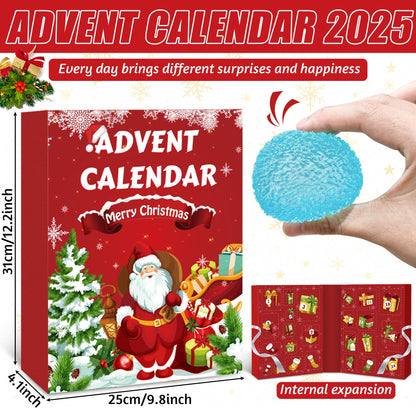 Advent Calendar with 24 Squishy Toys and Expandable Display Box for Kids