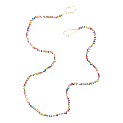 Bell Garland with Rainbow Metal Bells and Gold Bead Strand, 60 Inches
