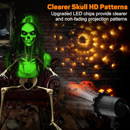 Skull Ghost Projector Light with 270 Degree Rotation and 16ft Power Cord