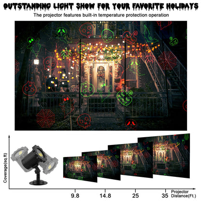 Outdoor Laser Projector Light with RF Remote and Timer for Holiday Decorations