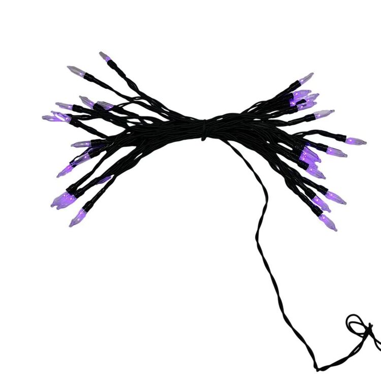 Purple Fairy Lights String with Black Wire for Halloween Decor