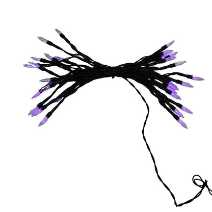 Purple Fairy Lights String with Black Wire for Halloween Decor