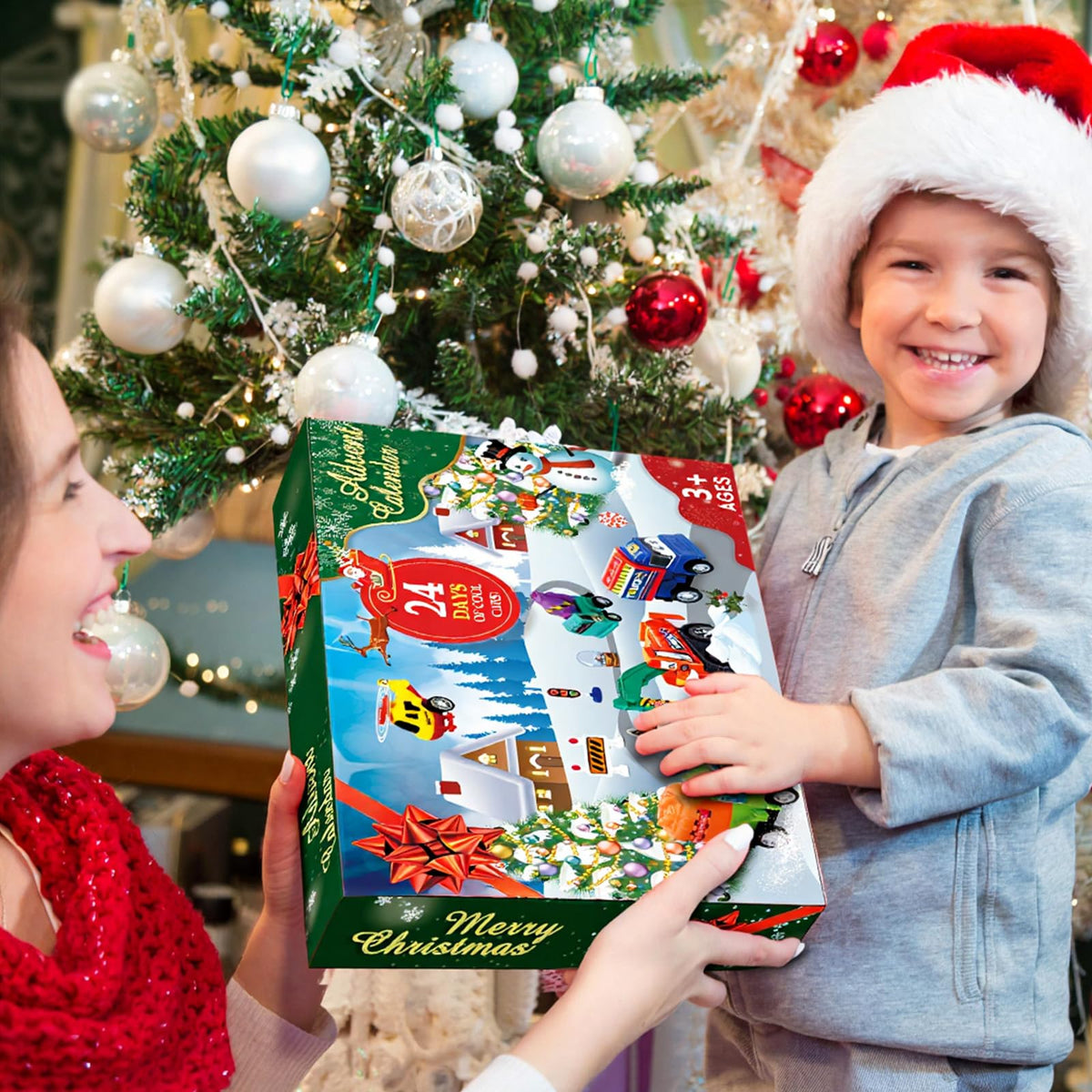 Pull Back Vehicle Advent Calendar with 21 Toy Cars and Traffic Signs for Ages 3+