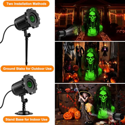 Skull Ghost Projector Light with 270 Degree Rotation and 16ft Power Cord