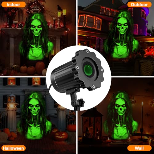 Skull Ghost Projector Light with 270 Degree Rotation and 16ft Power Cord