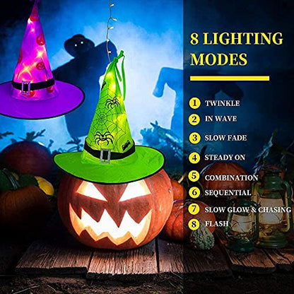 Witch Hat String Lights with 104 Warm White LEDs and 8 Lighting Modes, 44ft