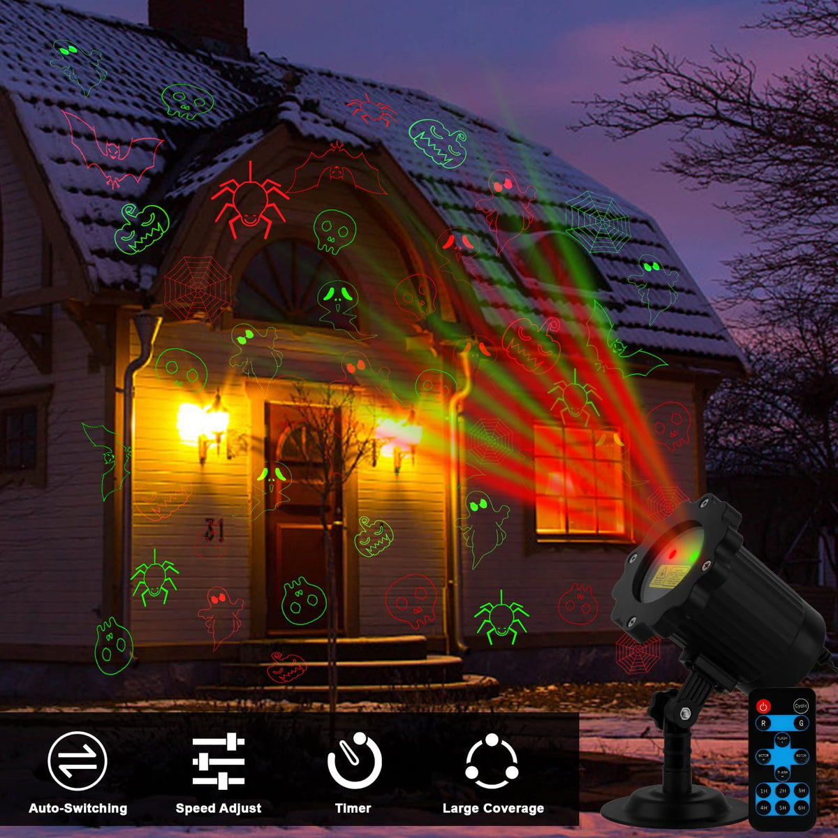 Outdoor Laser Projector Light with RF Remote and Timer for Holiday Decorations