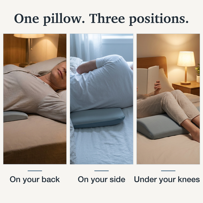Lower Back Support Pillow with Memory Foam Core and Tapered Edge Design
