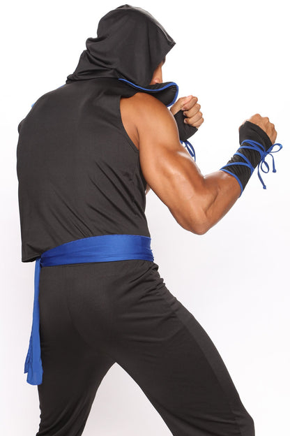 Mens Dragon Ninja Costume Set with Hooded Tunic and Gauntlets