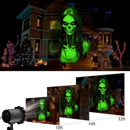 Skull Ghost Projector Light with 270 Degree Rotation and 16ft Power Cord