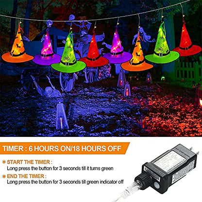 Witch Hat String Lights with 104 Warm White LEDs and 8 Lighting Modes, 44ft