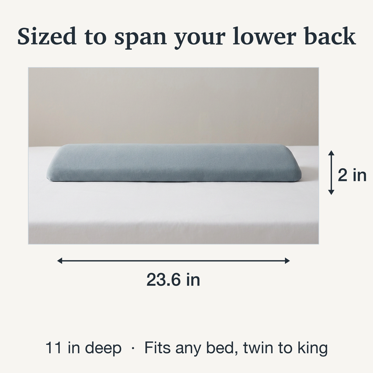 Lower Back Support Pillow with Memory Foam Core and Tapered Edge Design