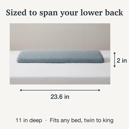 Lower Back Support Pillow with Memory Foam Core and Tapered Edge Design