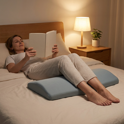 Lower Back Support Pillow with Memory Foam Core and Tapered Edge Design