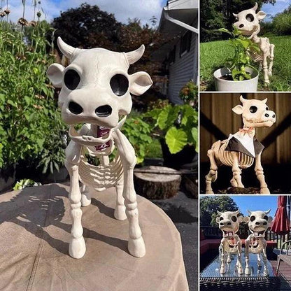 Skeleton Animal Resin Decorations with Carved Bone Details for Halloween