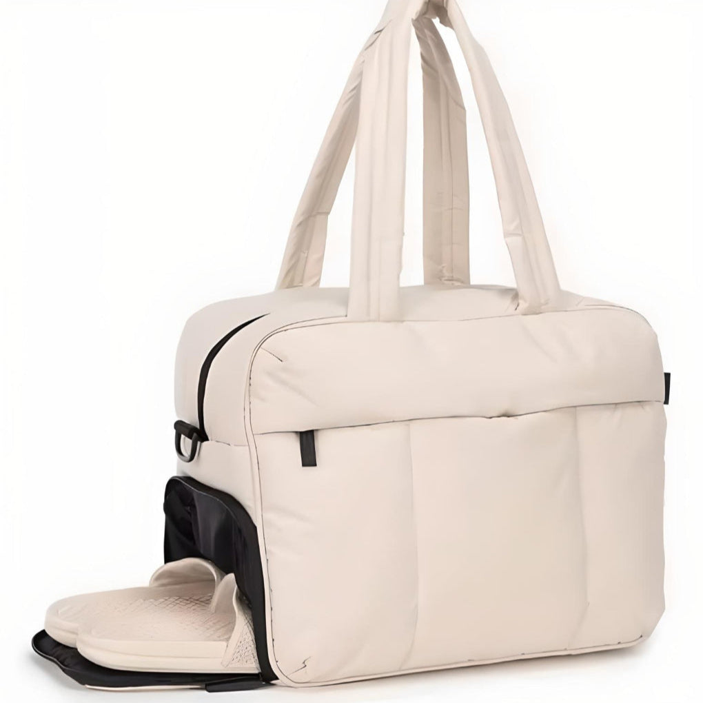 Quilted Duffle Bag with Reinforced Top Handles and Spacious Interior, 41cm Length