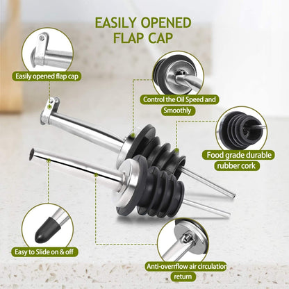 2 PACK, 17 Oz Glass Olive Oil Dispenser Bottle Set - 500ML