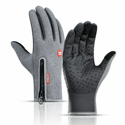 Thermal Touchscreen Gloves with Silicone Grip Palms and Wind-Resistant Shell