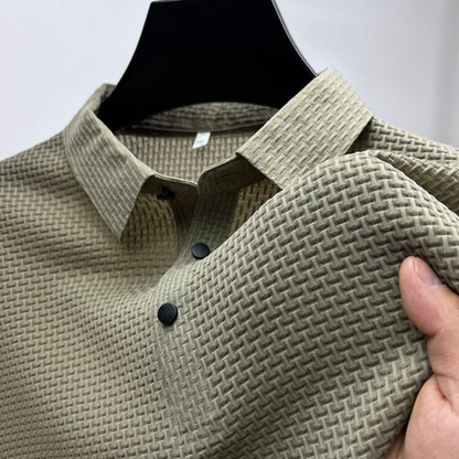 Structured Polo Shirt with Cotton Blend Knit and Flat Collar, Easy Care