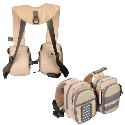 Fly Fishing Chest Bag with Zippered Compartments and Tool Loops