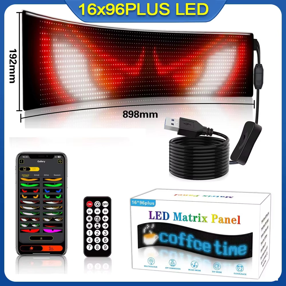 Car Window LED Light Panel with App Control and Remote, Music Sync