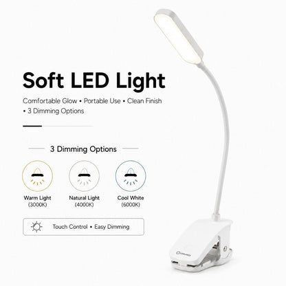 LED Reading Lamp with Three Color Modes and Adjustable Brightness
