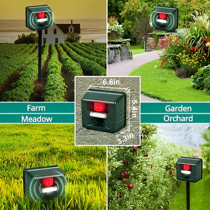 Motion-Activated Ultrasonic Animal Repeller with 70ft Detection and Solar Power