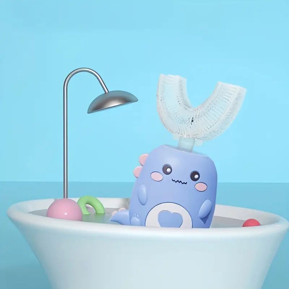 U-Shape Kids Toothbrush with Sonic Vibrations and Blue Light, Rechargeable