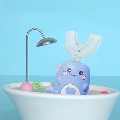 U-Shape Kids Toothbrush with Sonic Vibrations and Blue Light, Rechargeable