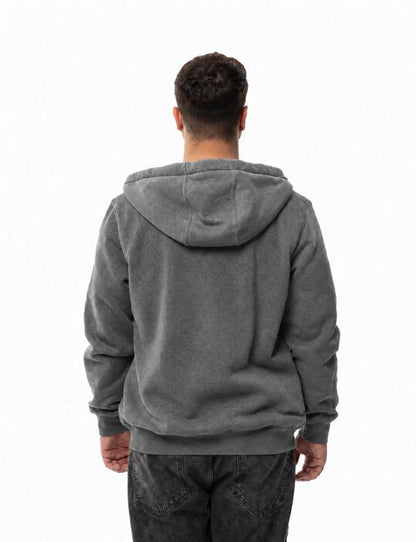 Mens Electric Heated Zipper Sweatshirt with Rechargeable Battery Pack and Dual Heating Zones