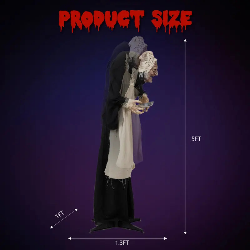 Animated Halloween Yard Figure with Motion Sensor and Red LED Eyes, 5 Feet Tall