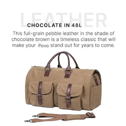 Convertible Duffle Bag with Garment Mode and Shoe Compartment, Rolling Handle