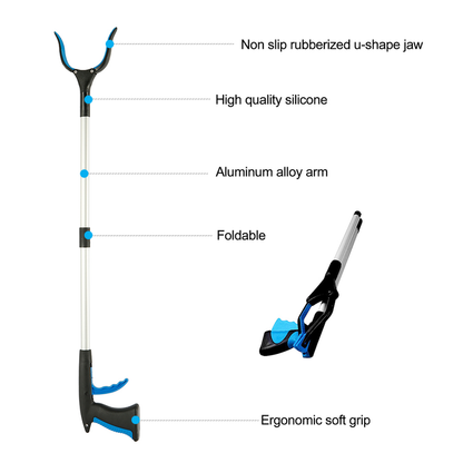 Reacher Grabber Tool with 90-Degree Rotating Head and Foldable Design