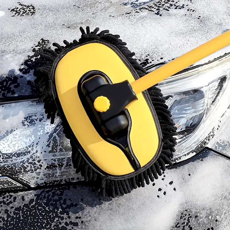 Car Wash Brush with 90-Degree Rotating Head and Telescopic Pole, 19.69-40.16 Inches