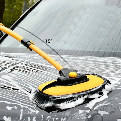 Car Wash Brush with 90-Degree Rotating Head and Telescopic Pole, 19.69-40.16 Inches