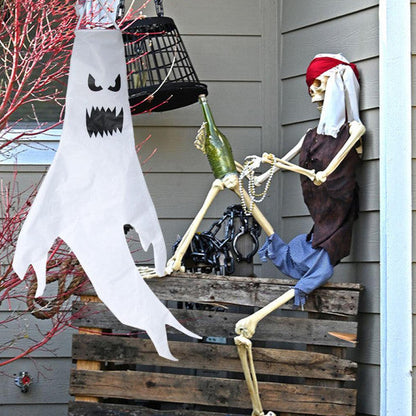Hanging Halloween Flying Ghost Decoration with Optional LED Lights, 47 Inches Tall
