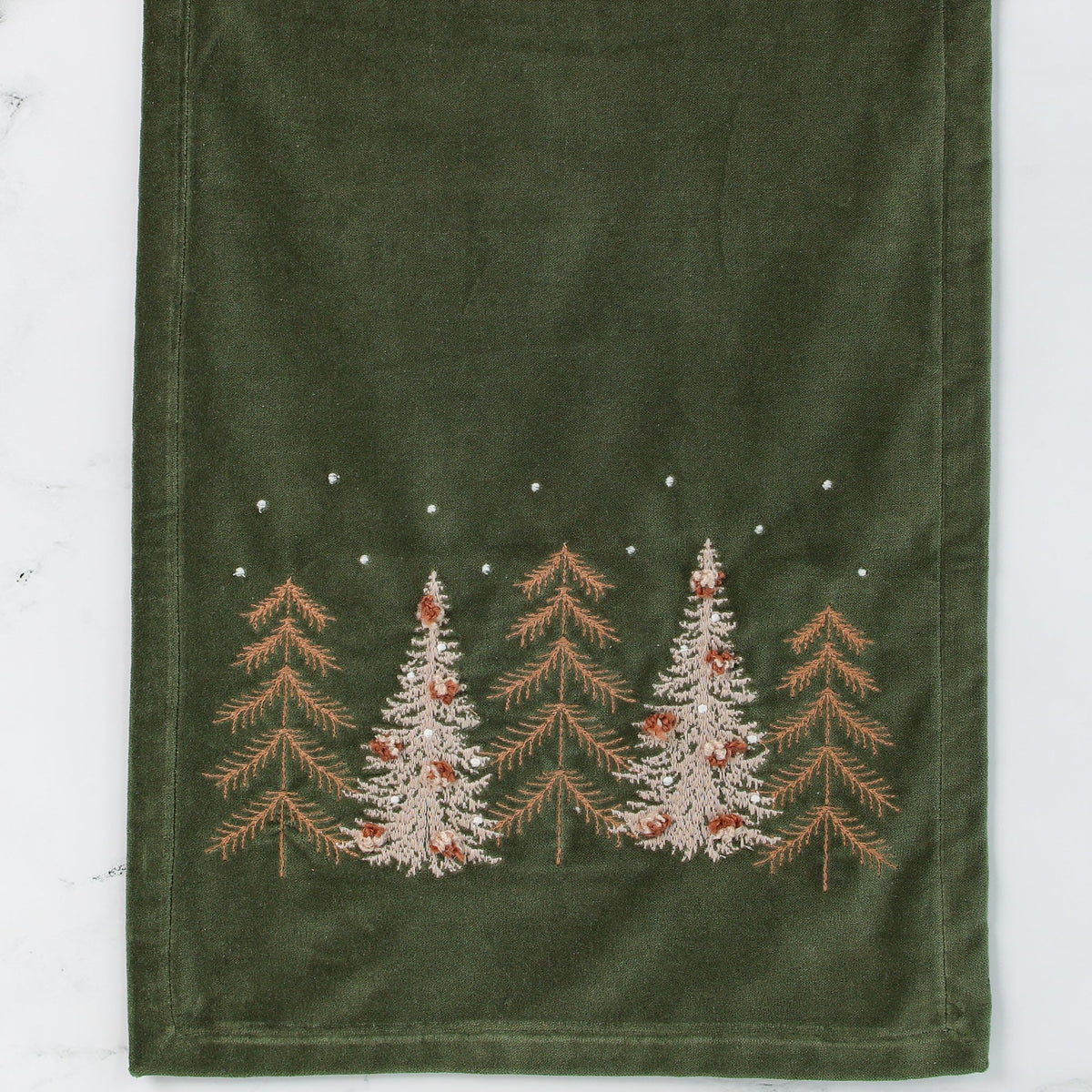 Green Velvet Pines Table Runner - Interior Delights
