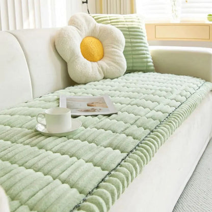 Sofa Slipcover with Grip Backing and Striped Polyester, Machine Washable