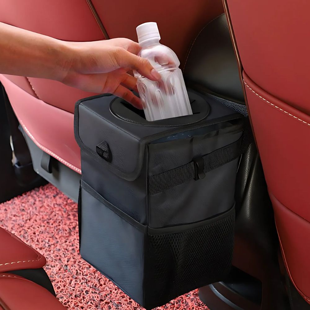 Waterproof Car Trash Bin with Adjustable Hanging Straps and Side Pockets All Vera Mart