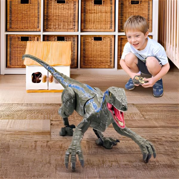 Walking Velociraptor Toy with Remote Control and Sound Effects, USB Rechargeable