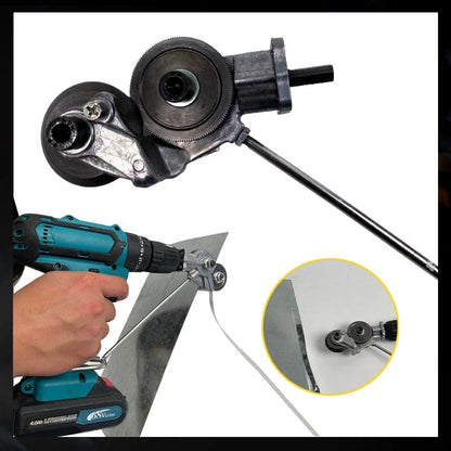 Metal Sheet Cutter Drill Attachment with Safety Guard and Ergonomic Grip