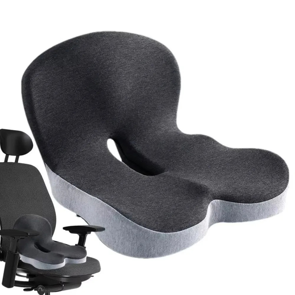 Memory Foam Seat Cushion with Lumbar Support and L-Shaped Backrest