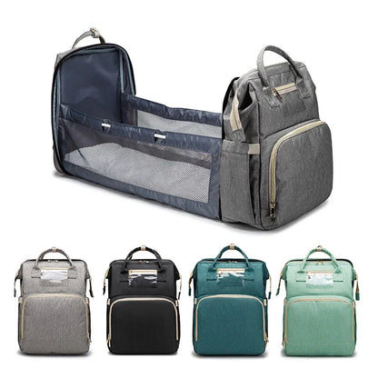 Portable Baby Cot Bag with Mosquito Net and Changing Mat, Bottle Holder