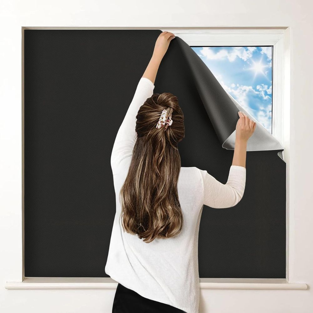 Static Cling Blackout Window Film with Heat Reflection and Noise Dampening, Trim-to-Fit