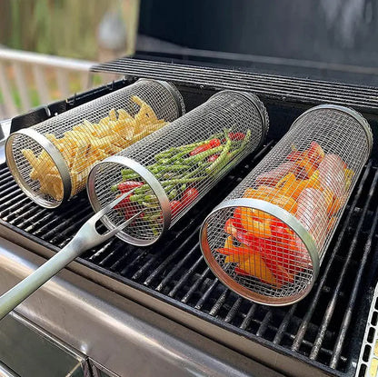 Rotisserie Grill Basket with 360 Degree Rotation and Fine Mesh, Dishwasher Safe All Vera Mart