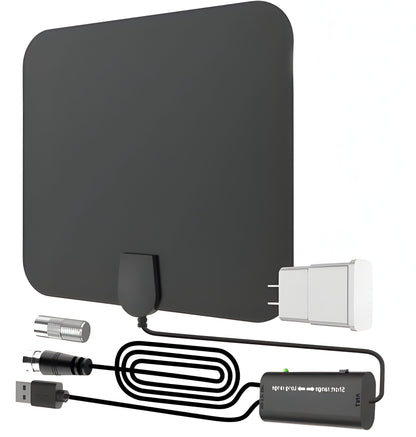 Indoor HDTV Antenna with 37dB Signal Amplifier and 10ft Cable, 300 Mile Range